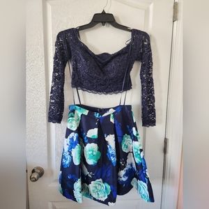 Sequin Hearts Off the Shoulder Two Piece Set